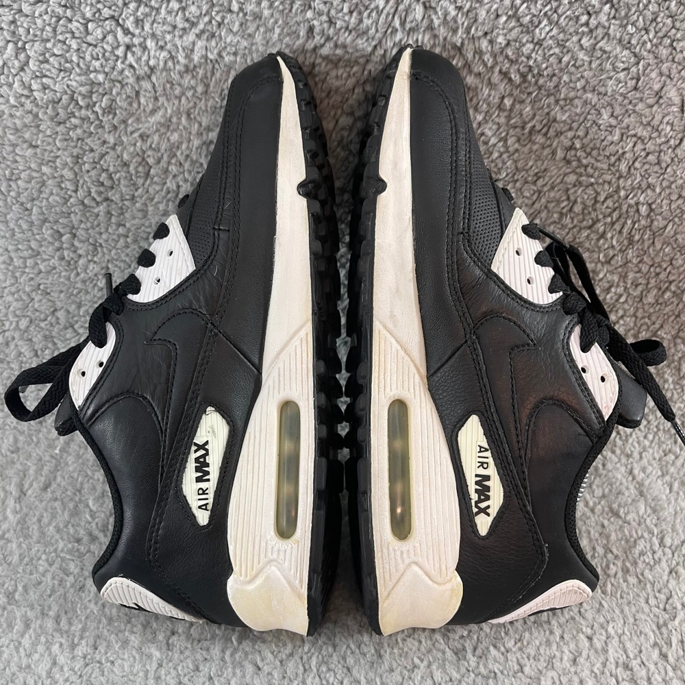 VTG 2008 Nike Air Max 90 Mens 8.5 Black White Leather Retro Shoes 309299-994 - Picture 7 of 9